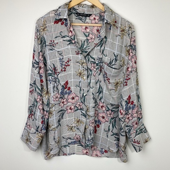 ā£ļøSOLDā£ļø Zara Basic Floral āPied de Pouleā Blouse - Picture 3 of 7